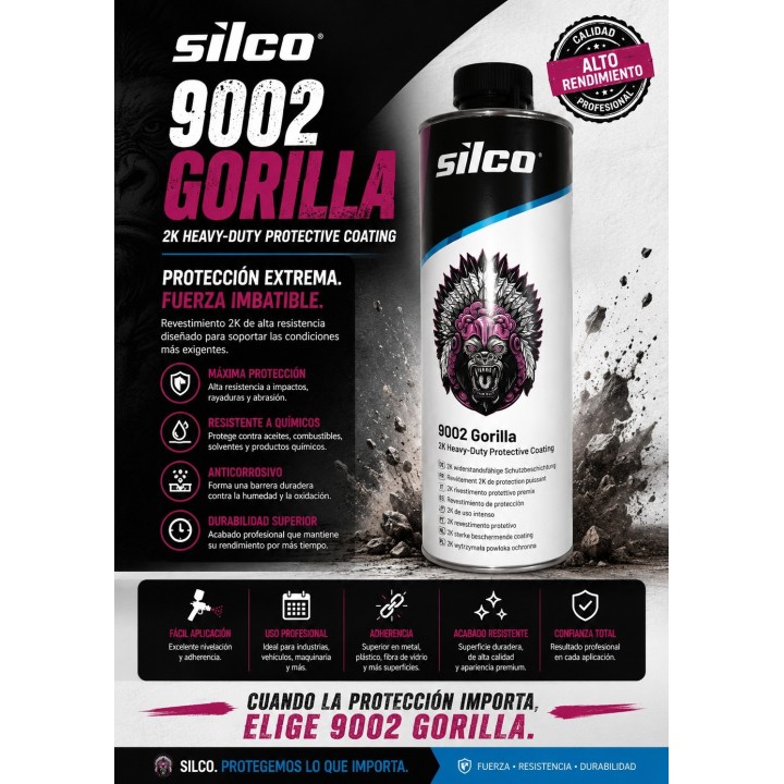 Silco 9002 Gorilla Antigravilla 2K Negro 600ml | Colorauto