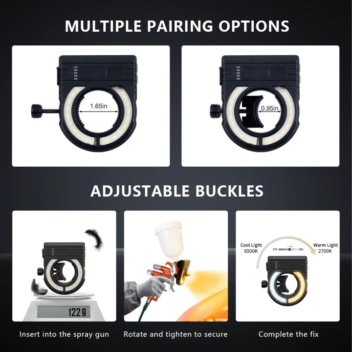 DPA PLT-01 Linterna LED para pistola de pintura con sistema de luz Ring Universal